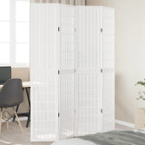 Room Divider 4 Panels White Solid Wood Paulownia 358787