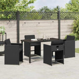 Garden Dining Set with Cushion 5 pcs Black Poly Rattan 3379977
