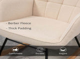 Berber Fleece Nursery Glider Rocker for Nursing, Wingback Rocking Chair for Living Room, Beige T3398P343457