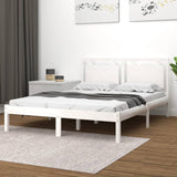 Bed Frame White Solid pinewood, Plywood Double 3105536