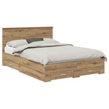Bed Frame with Drawer Artisan Oak 135 x 190 cm Engineered Wood 3410912