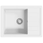 ZNTS Kitchen Sink with Overflow Hole Oval White Granite 147104