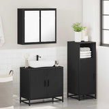 ZNTS 3 Piece Bathroom Furniture Set Black Engineered Wood 3300945