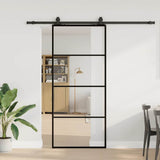 Sliding Door with Hardware Set Black 90x205 cm ESG Glass 3375938