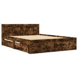 Bed Frame with Headboard without Mattress Smoked Oak 140x200 cm 3295566