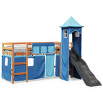 Kids' Loft Bed with Tower Blue 80x200 cm Solid Wood Pine 3309126