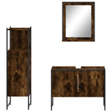 3 Piece Bathroom Cabinet Set Smoked Oak Engineered Wood 3214351