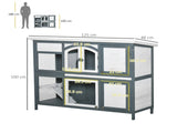 Rabbit Hutch Outdoor Guinea Pig Hutch 2 Tier Wooden Cage w/ Ramp, Divider, Openable Roof, 125 x 48 x T3398P555149