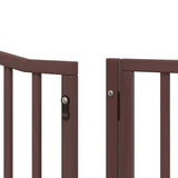 Dog Gate with Door Foldable 8 Panels Brown 640 cm Poplar Wood 3155638