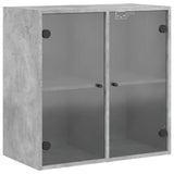 Wall Cabinet with Glass Doors Concrete Grey 68x37x68.5 cm 836493