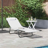 Folding Sun Lounger Folding Cream 182 x 55 x 85.5 cm Textilene 42003152