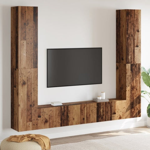 ZNTS TV Cabinet with Storage with Door 6 pcs Brown Large Engineered wood 3393447