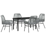 Garden Dining Set with Cushion 5 pcs Grey Poly Rattan 3380885