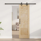 Sliding Door Natural and Black 61 x 198.5 cm Solid Pine Wood 3445503