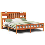 ZNTS Bookcase Bed without Mattress Wax Brown 180x200 cm Super King Solid Wood Pine 3322193