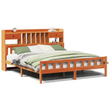 ZNTS Bookcase Bed without Mattress Wax Brown 180x200 cm Super King Solid Wood Pine 3322193