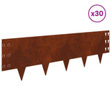 Lawn Edging 30 pcs 100 x 30 cm Steel Rusty 8008643