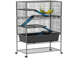 5 Levels Rolling Small Animal Cage with Non Slip Ramps, Slide Out 16cm Deep Tray, 88 x 48 x 150.5cm, T3398P350104