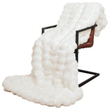 Anti-Slip Faux Rabbit Fur Blanket Olite 4 pcs White Polyester 42021848