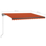 Manual Retractable Awning with LED 400x300 cm Orange and Brown 3069745