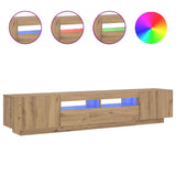 TV Cabinet with LED Lights Artisan Oak 200x35x40 cm Engineered Wood 3329166