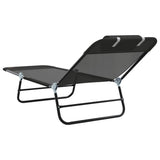 Folding Sun Lounger Folding Black 182 x 55 x 85.5 cm Textilene 42003153