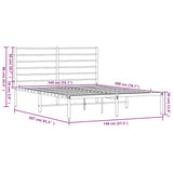 Metal Bed Frame without Mattress with Headboard Black 140x200cm 352320