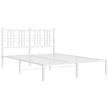 Metal Bed Frame without Mattress with Headboard White 120x200cm 376371