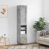 Highboard Concrete Grey 34.5x34x180 cm Engineered Wood 3200245