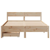 ZNTS Bed Frame without Mattress 120x190 cm Small Double Solid Wood Pine 3301767