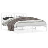 Metal Bed Frame without Mattress with Headboard White 150x200cm 374292