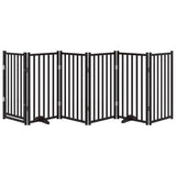 Dog Gate with Door Foldable 6 Panels Black 300 cm Solid Wood Fir 352287