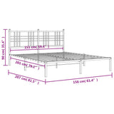 Metal Bed Frame without Mattress with Headboard Black 150x200cm 376326