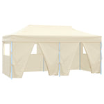 ZNTS Professional Folding Party Tent with 4 Sidewalls 3x6 m Steel Cream 48866