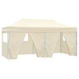 ZNTS Professional Folding Party Tent with 4 Sidewalls 3x6 m Steel Cream 48866