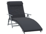 Steel Frame Outdoor Garden Padded Sun Lounger w/ Pillow Black T3398P315432