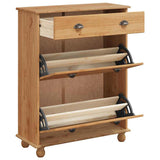 Shoe Cabinet ASKIM Brown 85 x 35 x 108 cm Solid Pine Wood 4105436