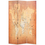 Folding Room Divider 120x170 cm World Map Yellow 245877