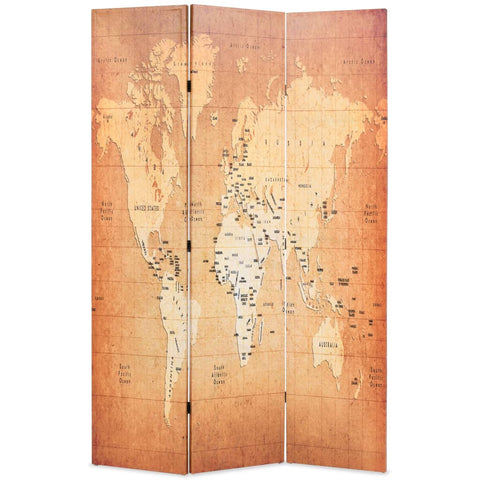 Folding Room Divider 120x170 cm World Map Yellow 245877