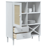 Highboard SENJA Rattan Look White 90x40x112cm Solid Wood Pine 358053
