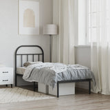 Metal Bed Frame without Mattress with Headboard Black 75x190cm 353625