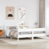Bed Frame without Mattress White 200x200 cm Solid Wood Pine 3306175