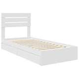 Storage Bed with Headboard White 75 x 190 cm Engineered Wood 3411604