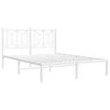 Metal Bed Frame without Mattress with Headboard White 135x190cm 376176