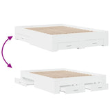 Bed Frame White Engineered wood, Plywood 135x190 cm Bed Frame 3280405