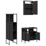 ZNTS 3 Piece Bathroom Furniture Set Black Engineered Wood 3214815