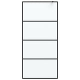 Walk-in Shower Wall Black 90x195 cm Frosted ESG Glass 152131