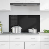 Kitchen Backsplash Black 90 x 50 cm Tempered Glass 42018039