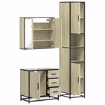 ZNTS 3 Piece Bathroom Furniture Set Sonoma Oak Engineered Wood 3301076