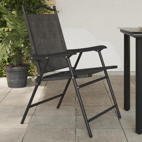 Folding Garden Chairs 8 pcs Melange Grey Steel and Textilene 3157288